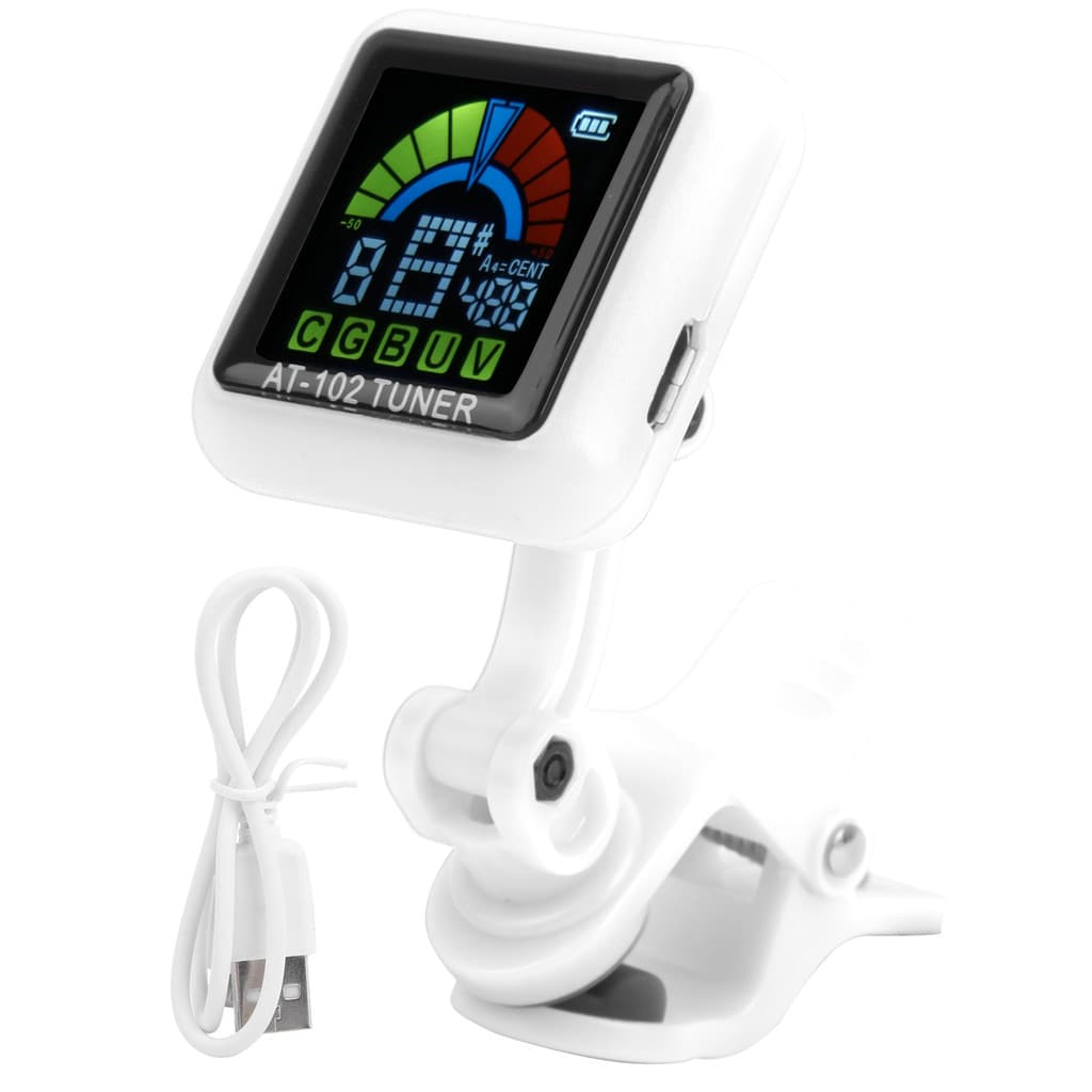 Aroma Guitarra Clipon Tuner USB Recarregável Bateria Embutida Violino Ukulele AT102 (Branco)