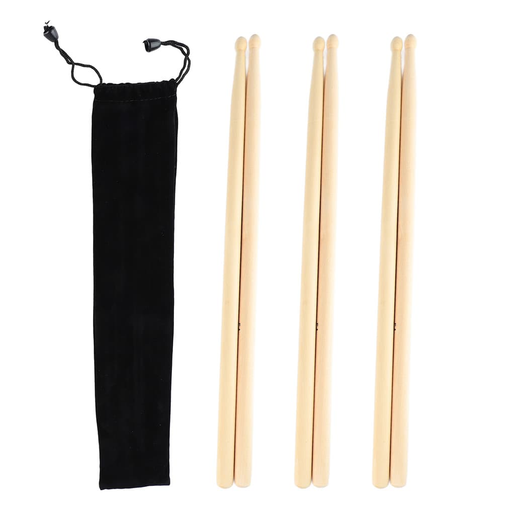 3 Pares 5A Baqueta Resistente De Madeira Maciça Antiderrapante Confortável Aperto Tambor Vara Para Prática De Desempenho