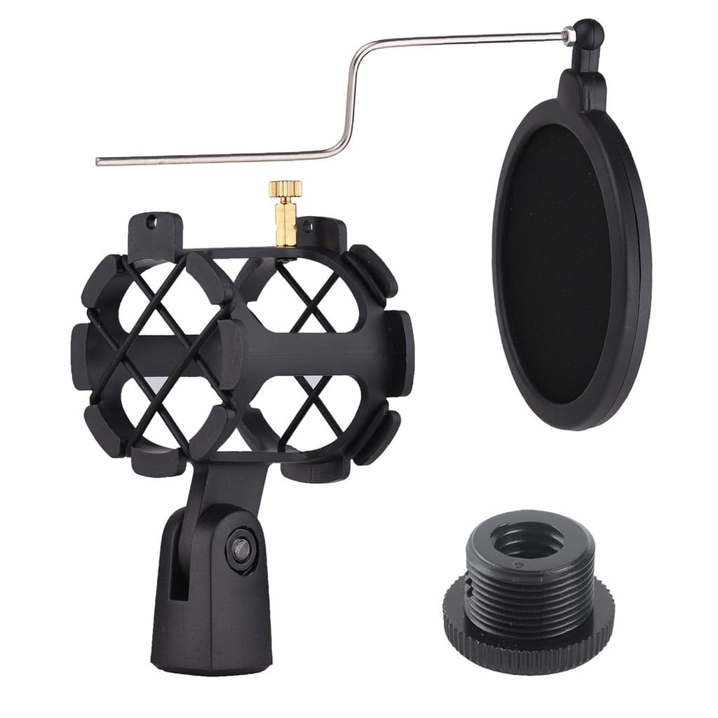 Suporte De Microfone Antivibração De Montagem Antichoque De Plástico Com Filtro Pop Adaptador De Parafuso Universal Para