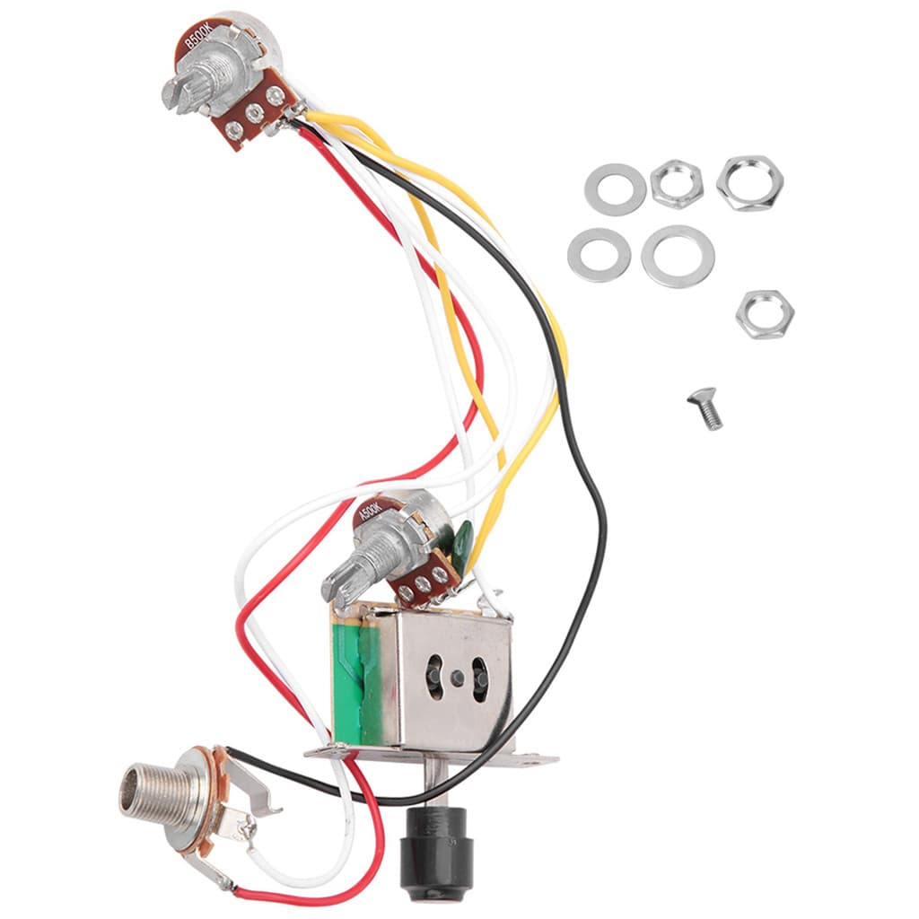 [Andoer.br] Conjunto De Chicote Elétrico Para Guitarra Elétrica 250K 1T1V Potenciômetro Tomada De Interruptor De 3 Posiç
