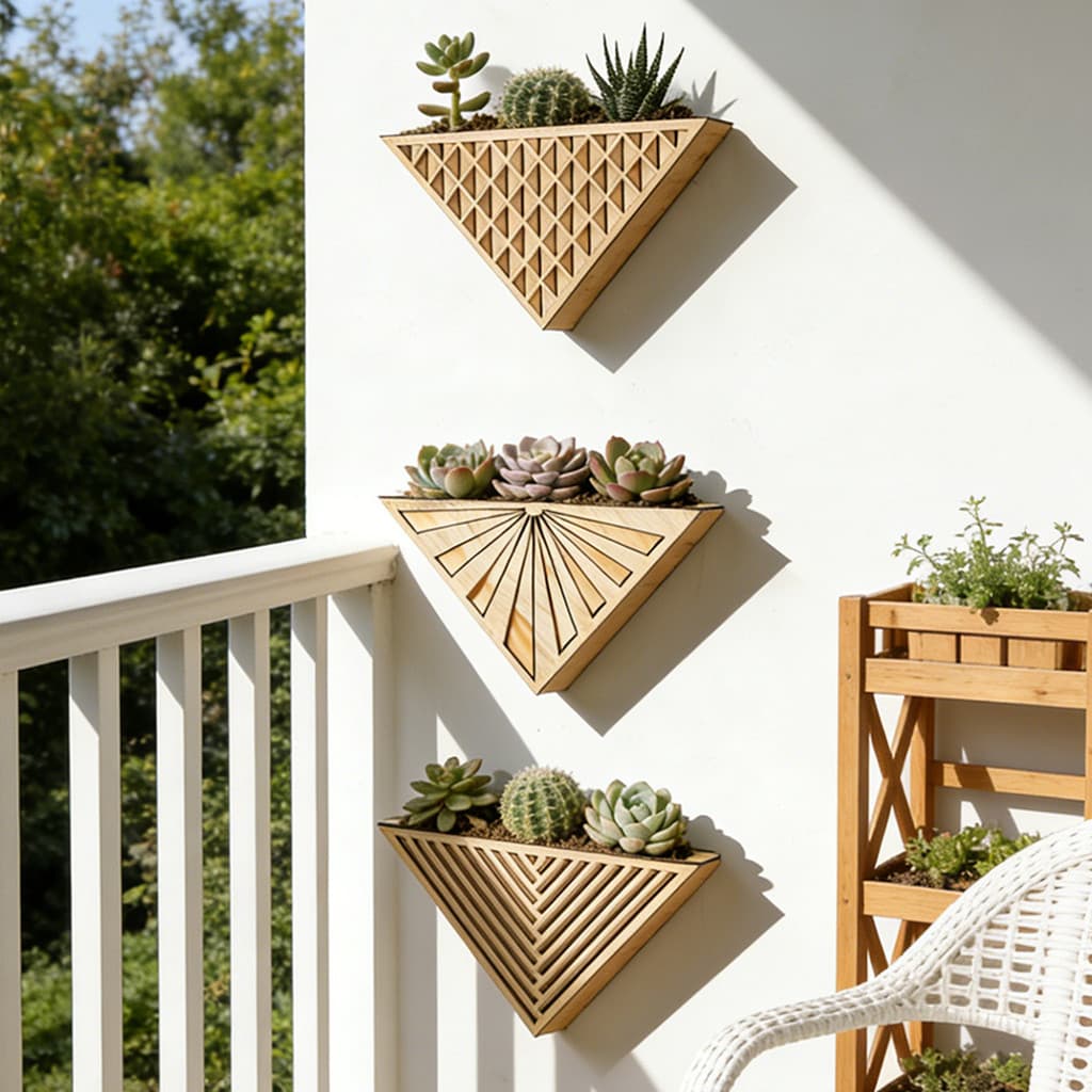[SKI] Plantador De Madeira Caixa Para Plantas De Interior Suspenso Boho Montado Na Parede Pequeno Vaso De Flores Em Form
