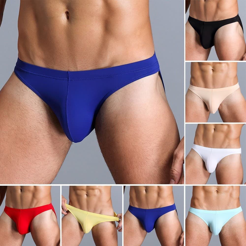[BR] Cuecas Masculinas Respiráveis De Cintura Baixa Em U-Convexo De Cor Sólida