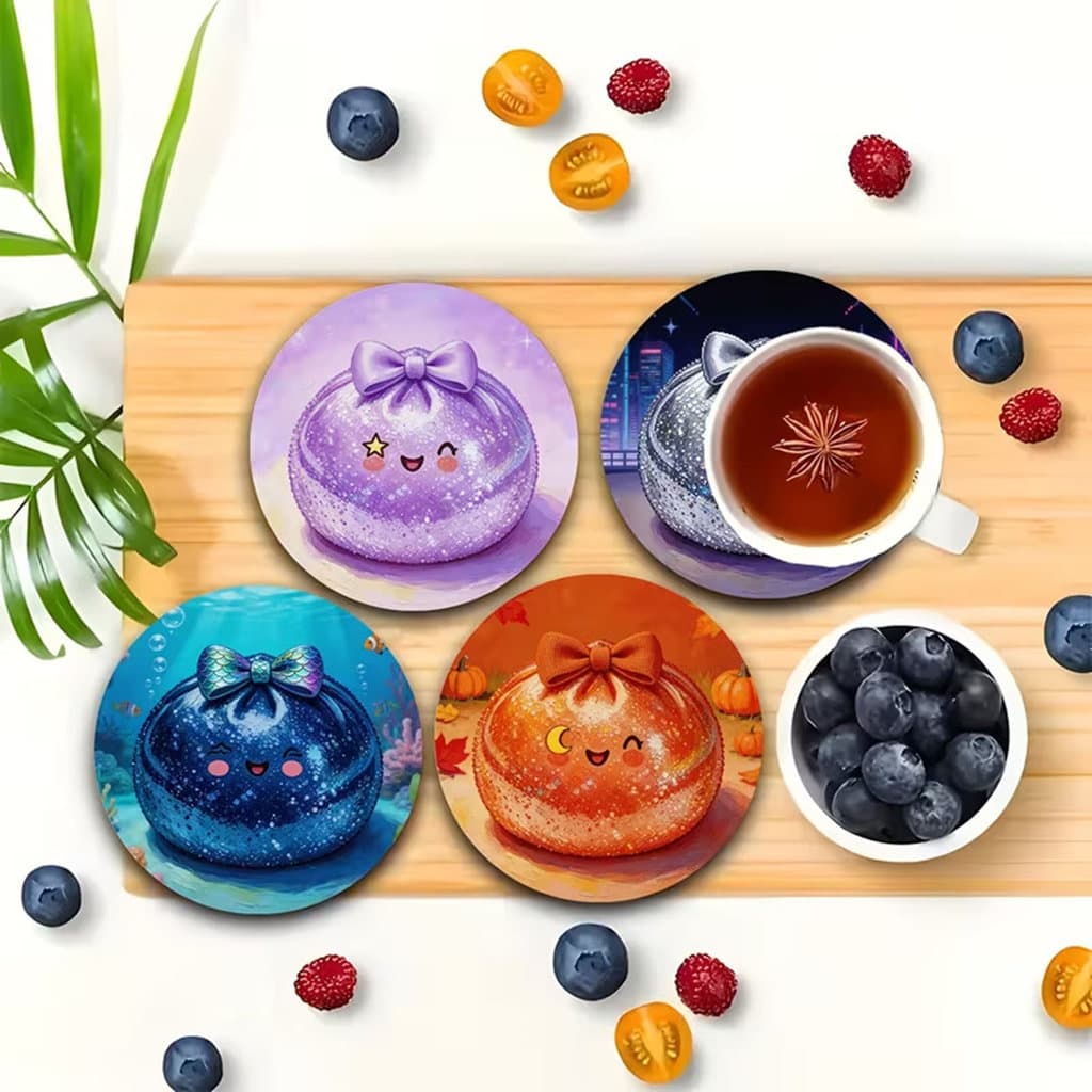 SHENYOU 6 Unidades De Porta-Copos De Madeira Para Bebidas , Lindos Tapetes De Mesa Resistentes Ao Calor Pão Bao , Almofa