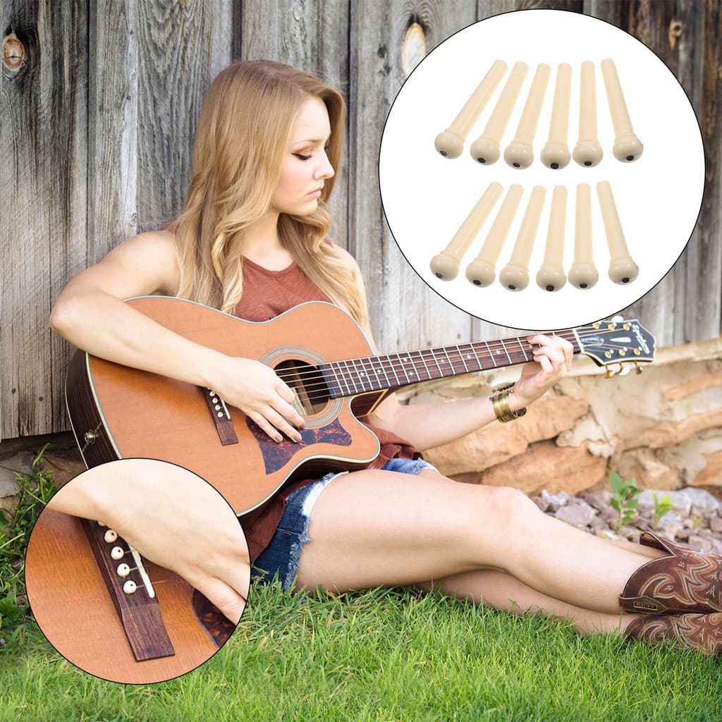 Kit De Acessórios Para Violão Folk Acústico cpnobr , Incluindo 24 Pinos De Ponte + 3 Peças De Palhetas De Celulóide (Ent