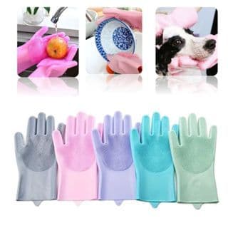 Luva Silicone Grossa para Lavar Louça - Antiderrapante e Impermeável, Limpeza Casa/Banho Pet