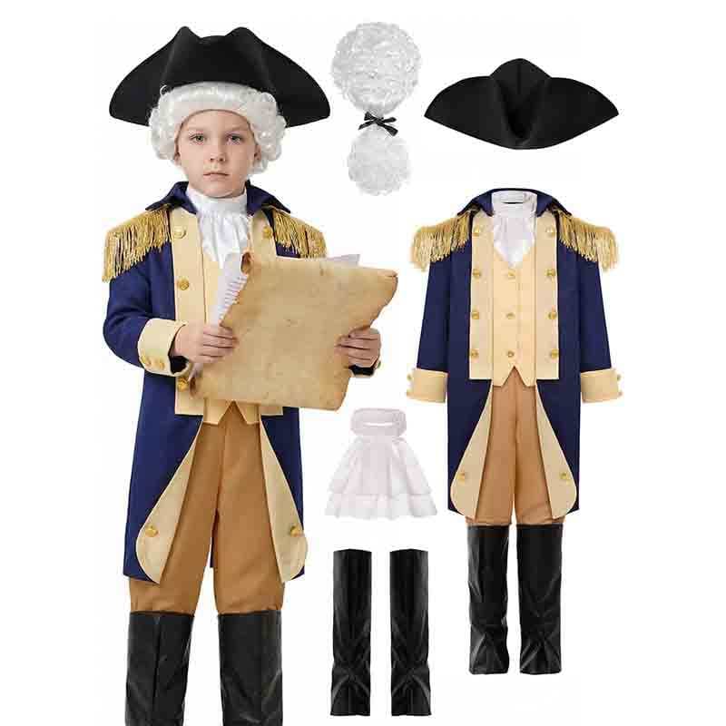 Fantasia Infantil De George Washington , De Pai Fundada Para Meninos , Uniforme Colonial Americano