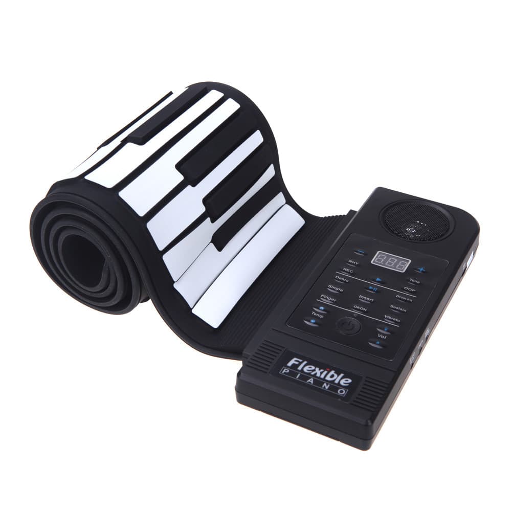 sicibr Teclado De Piano Eletrônico De 61 Teclas , Silicone Flexível , Função De Sustentação , Porta USB Com Alto-Falante