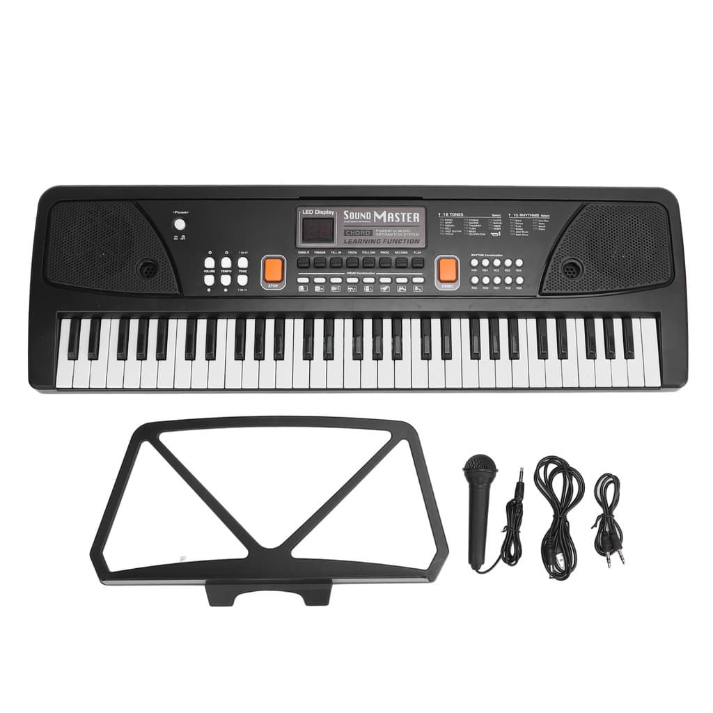 Teclado eletrônico recarregável de 61 teclas Piano elétrico Presente infantil Brinquedos educativos (com remessa de bate