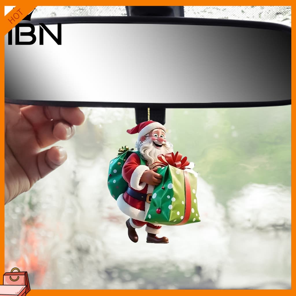 [IBN] Papai Noel Acrílico Pendurado Ornamento Efeitos 3D Fácil De Pendurar Em Árvores Guirlandas Grinaldas Pingente Deco
