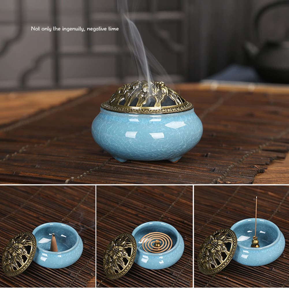 Qingsong Vintage Cerâmica Queimador De Incenso Titular Meditação Budista Zen Incensário Decoração Para Casa