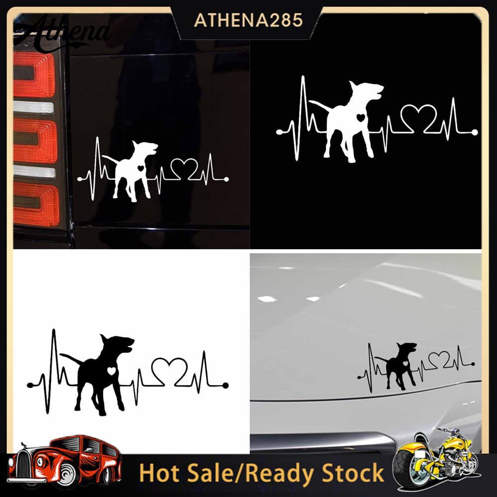 ATH_Bull Terrier Dog Eletrocardiograma Decalques Para Janela De Carroceria De Carro Decoração Adesiva