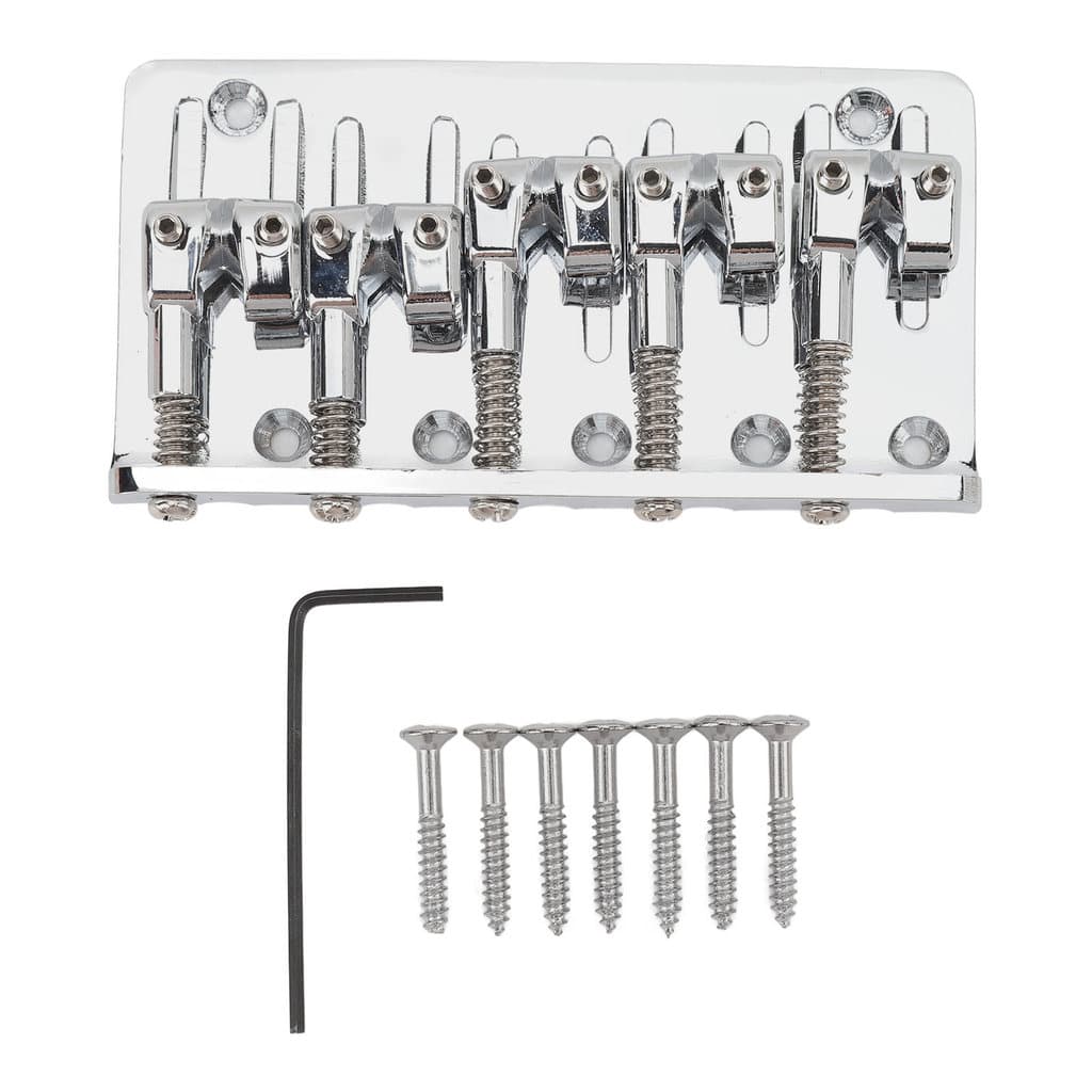 Ponte De Baixo De 5 Cordas Sela Ajustável Liga De Zinco Requintado Retro Guitarra Elétrica Prata