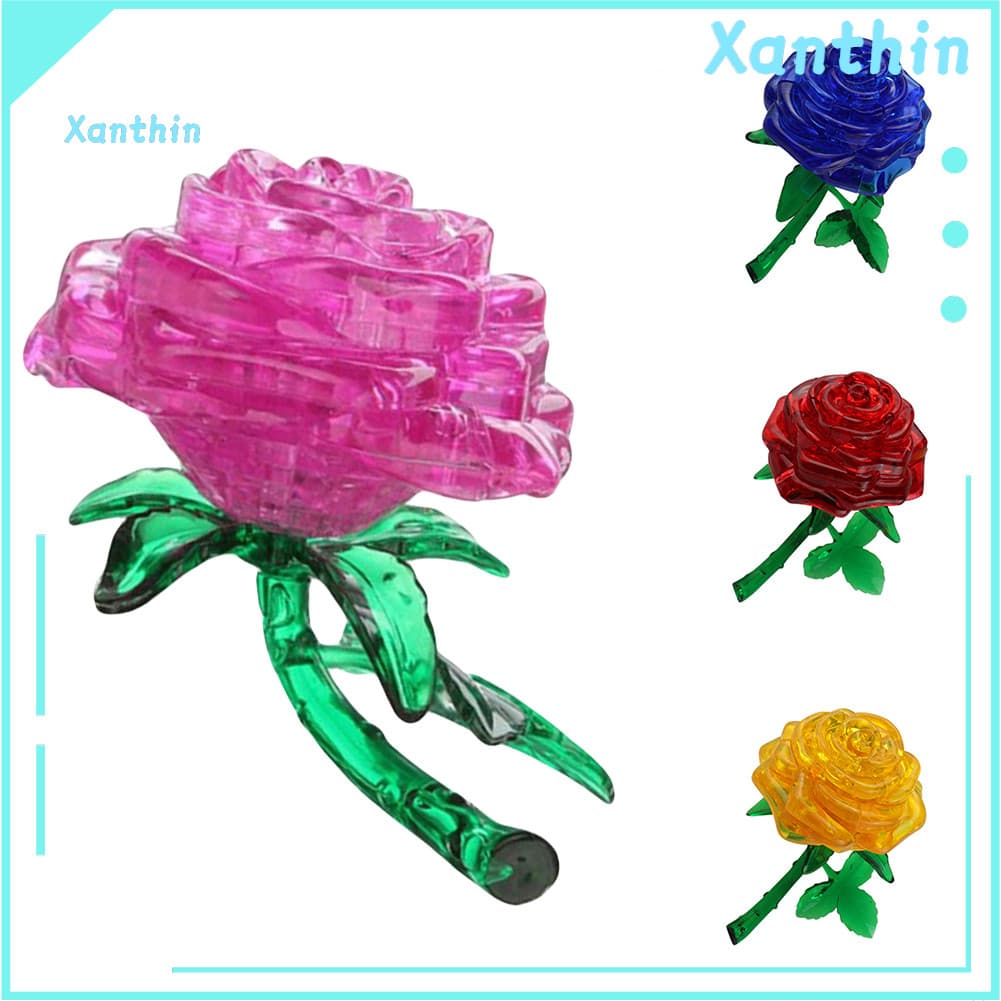 Adorável 3D Rose Flower Crystal DIY Puzzle Jigsaw Gift Gadget Crianças Brinquedo IQ