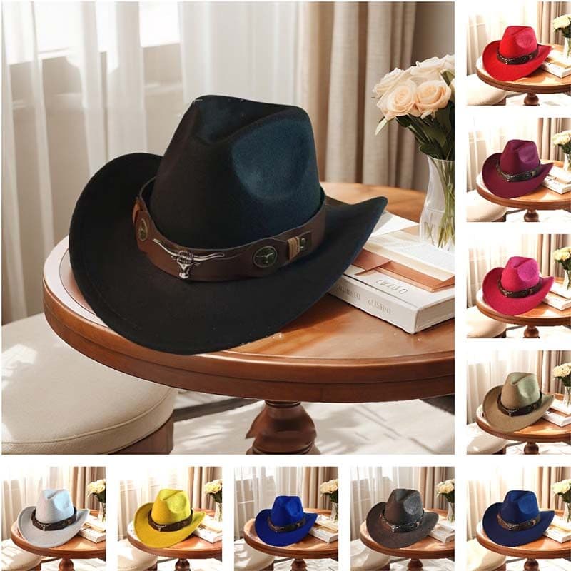 Chapéu De Cowboy Ocidental , Vaqueira Fedora De Feltro Enrolado