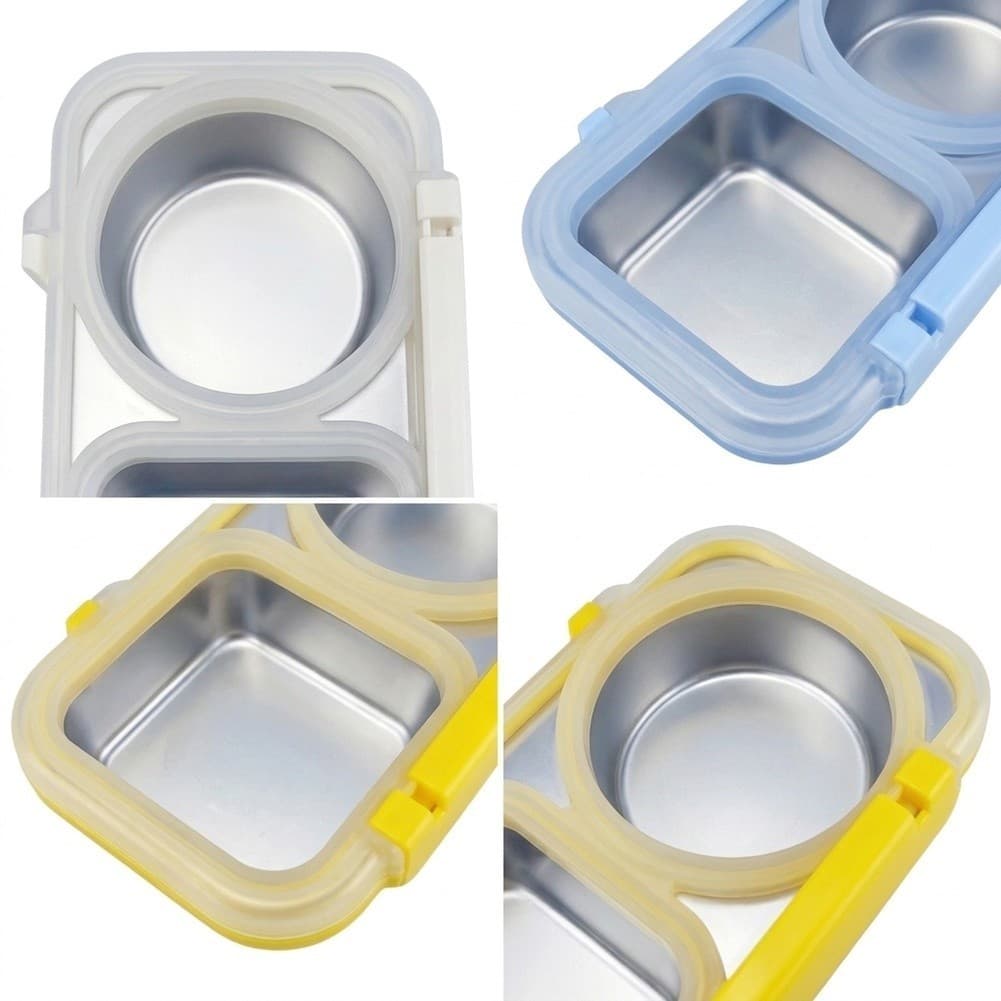 { PUO } 3 Pacotes De Recipientes De Lanche De Aço Inoxidável , Recipiente De Armazenamento De Alimentos Para Almoço 400m