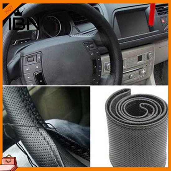 [IBN] Capa De Volante Automotivo De Couro Sintético Macio DIY Com Agulha E Linha