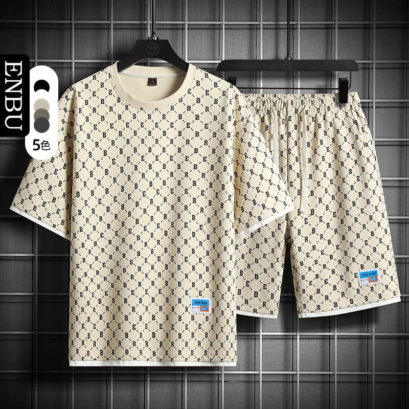 Terno masculino estilo unissex moda curto T solto topo Casual estudante Shorts esportes terno de duas peças