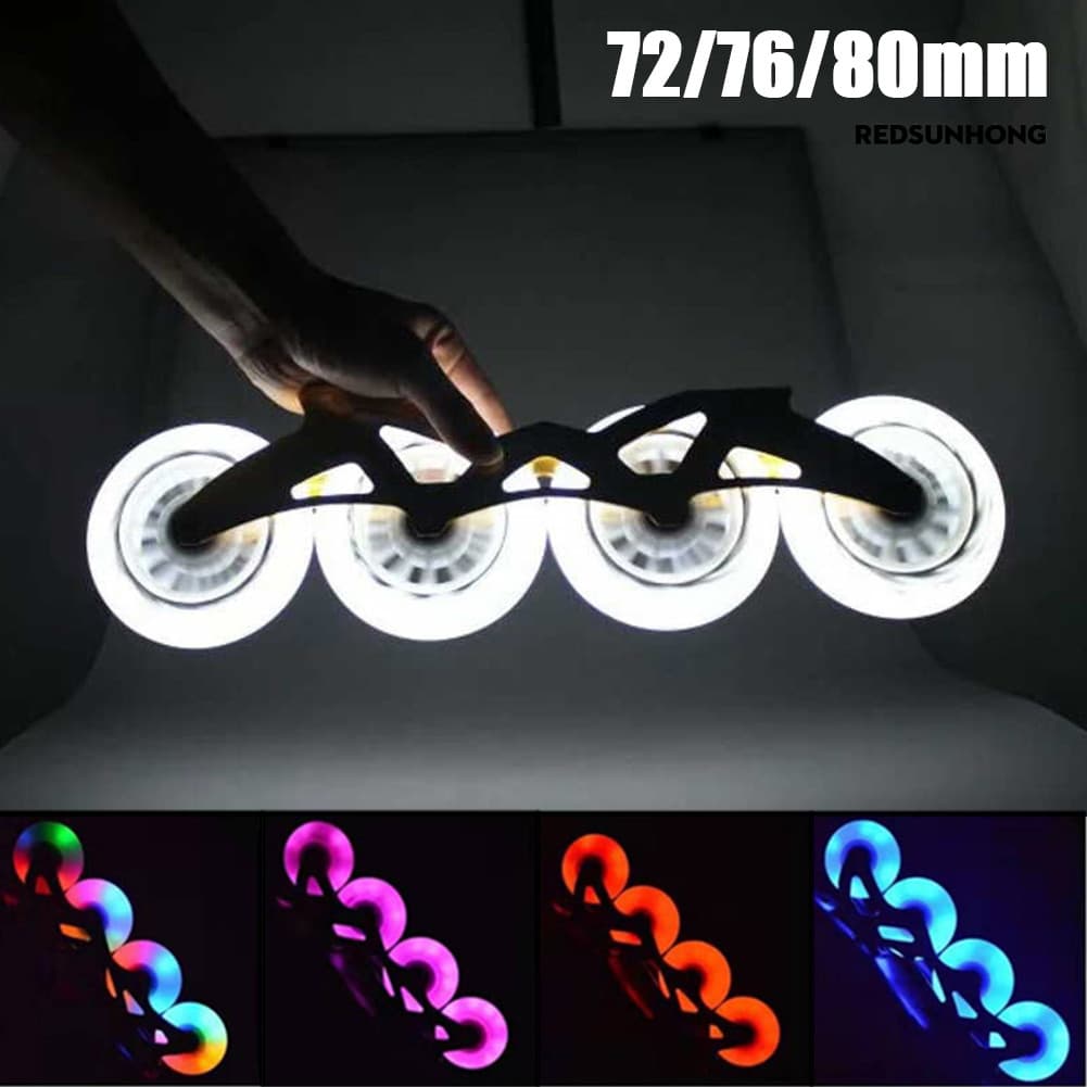 [REDS] 2 Unidades 80/76/72mm Patins De Velocidade Em Linha LED Rodas De Rolo Piscantes Com Luz