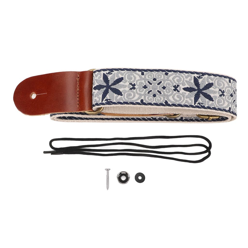 Alça Para Ukulele Estilo Bordado Retrô Fivela De Metal Ajustável Cinto De Ombro Respirável Banjo Mand
