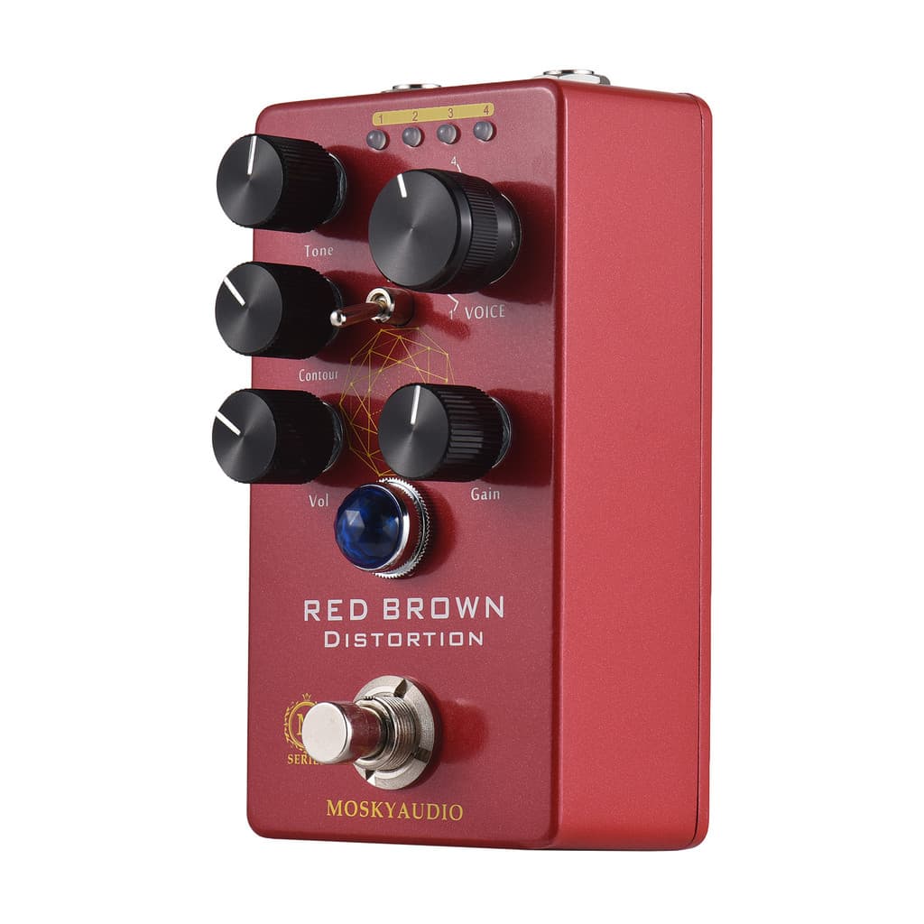 Pedal De Efeitos De Distorção De Guitarra MOSKYAUDIO Vermelho Marrom Efeito Baixo E 4 Modelos Com Interface De Entrada/S