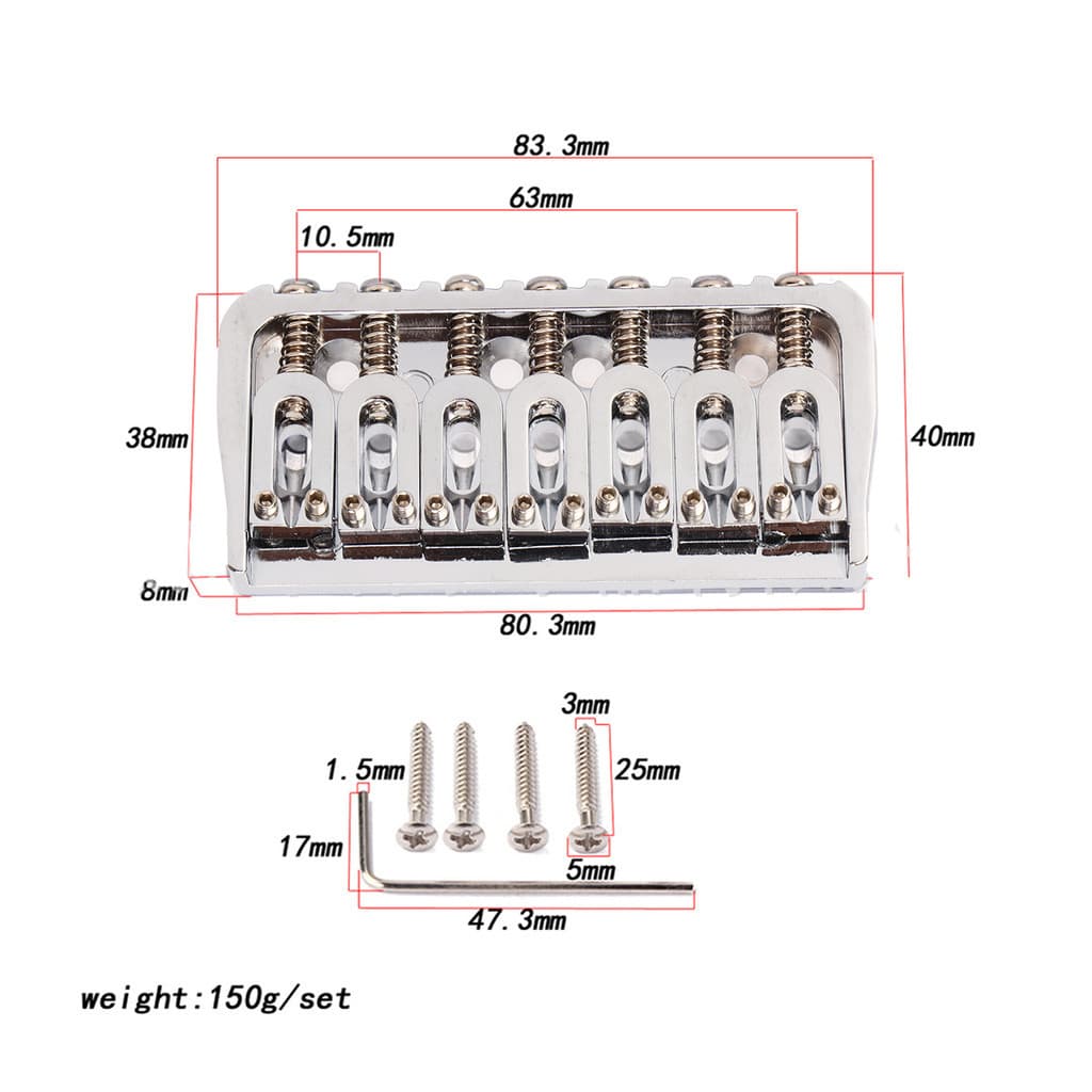 Npnobr Ponte De Guitarra Com 7 Cordas De Metal , Acessório De Instrumento Para Baixo , Ukulele , Guitarras Elétricas