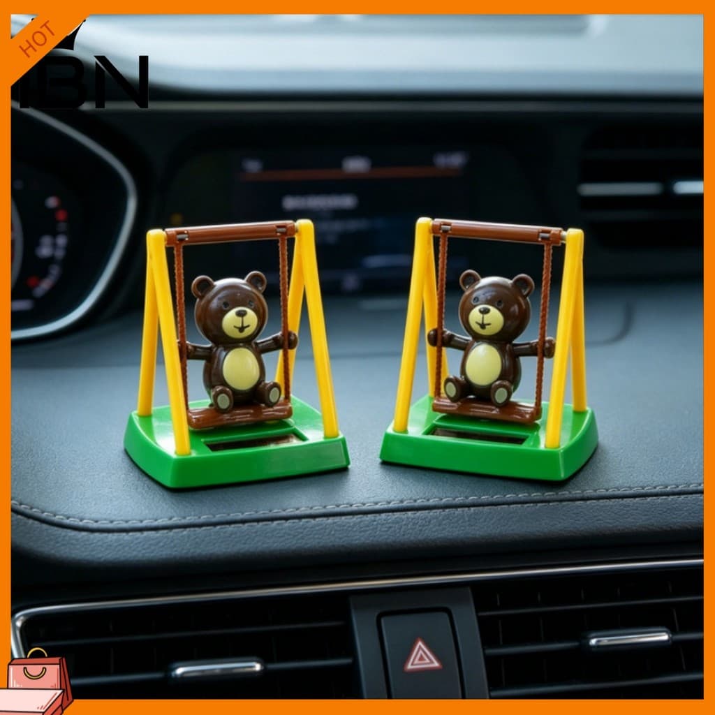 [IBN] Decoração De Carro De Urso Oscilante Solar , Ornamento De Painel Balançando Com Balanço , Brinquedo De Macaco Para
