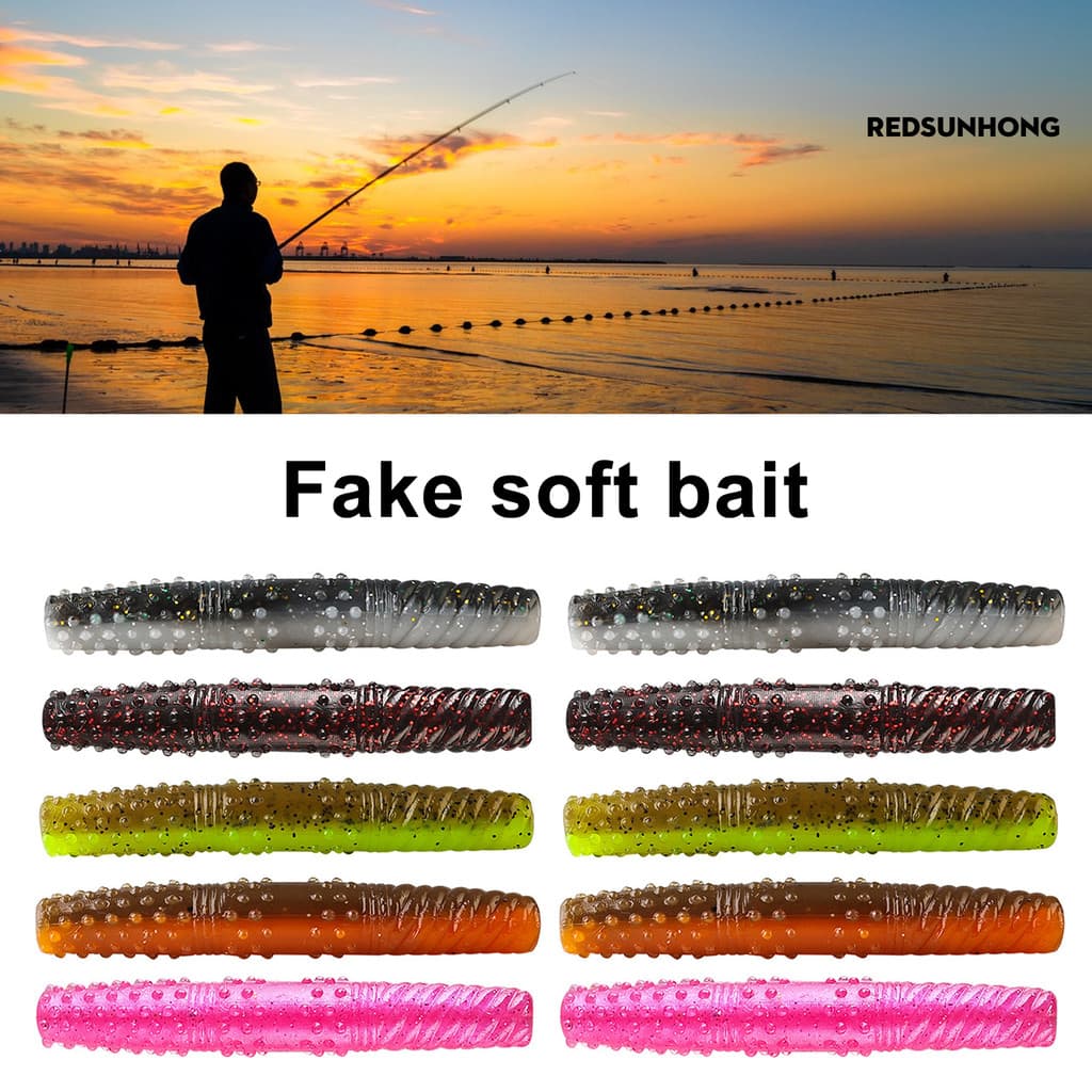 [REDS] 8 Unidades De Minhocas Flutuantes Iscas De Pesca De Baixo Aparência Realista Cores Brilhantes Ao Ar Livre Reutili