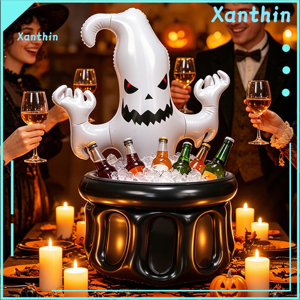 Balde De Gelo Fantasma Inflável , Banheira De Bebidas Para Festa De Halloween , Refrigerador Branco Decor