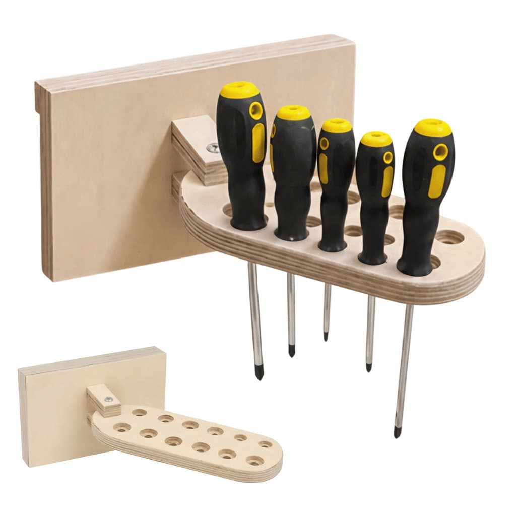 Rack De Armazenamento Super_chave De Fenda Com Design Giratório , Organizador De Ferramentas De Madeira Montado Na Pared