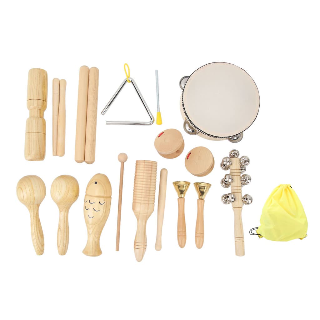 Conjunto De 10 Peças De Instrumentos Musicais De Percussão De Madeira Em Aço Inoxidável Para Crianças