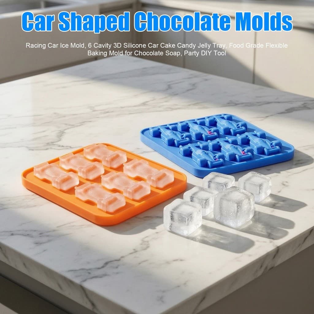 Molde De Gelo Para Carro De Corrida Qingsong , Bandeja De Gelatina De Doces Bolo De Silicone 3D De 6 Cavidades , Cozimen