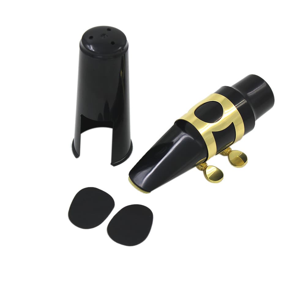 Bocal De Saxofone Alto Sax Plástico Com Tampa Fivela De Metal Reed Remendos Almofadas