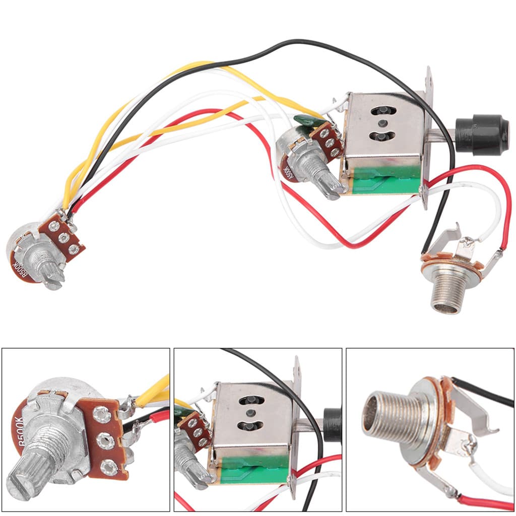 Conjunto De Chicote Elétrico Para Guitarra Elétrica cpnobr 250K 1T1V Potenciômetro Tomada De Interruptor De 3 Posições