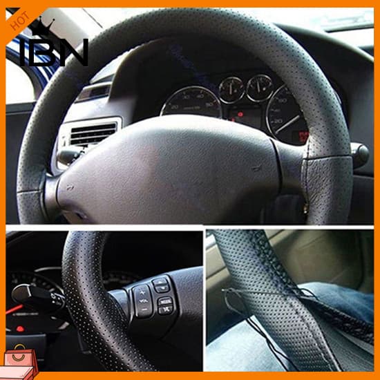 [IBN] Capa Útil Para Volante De Carro Macia De Couro Sintético DIY Com Agulhas E Linha