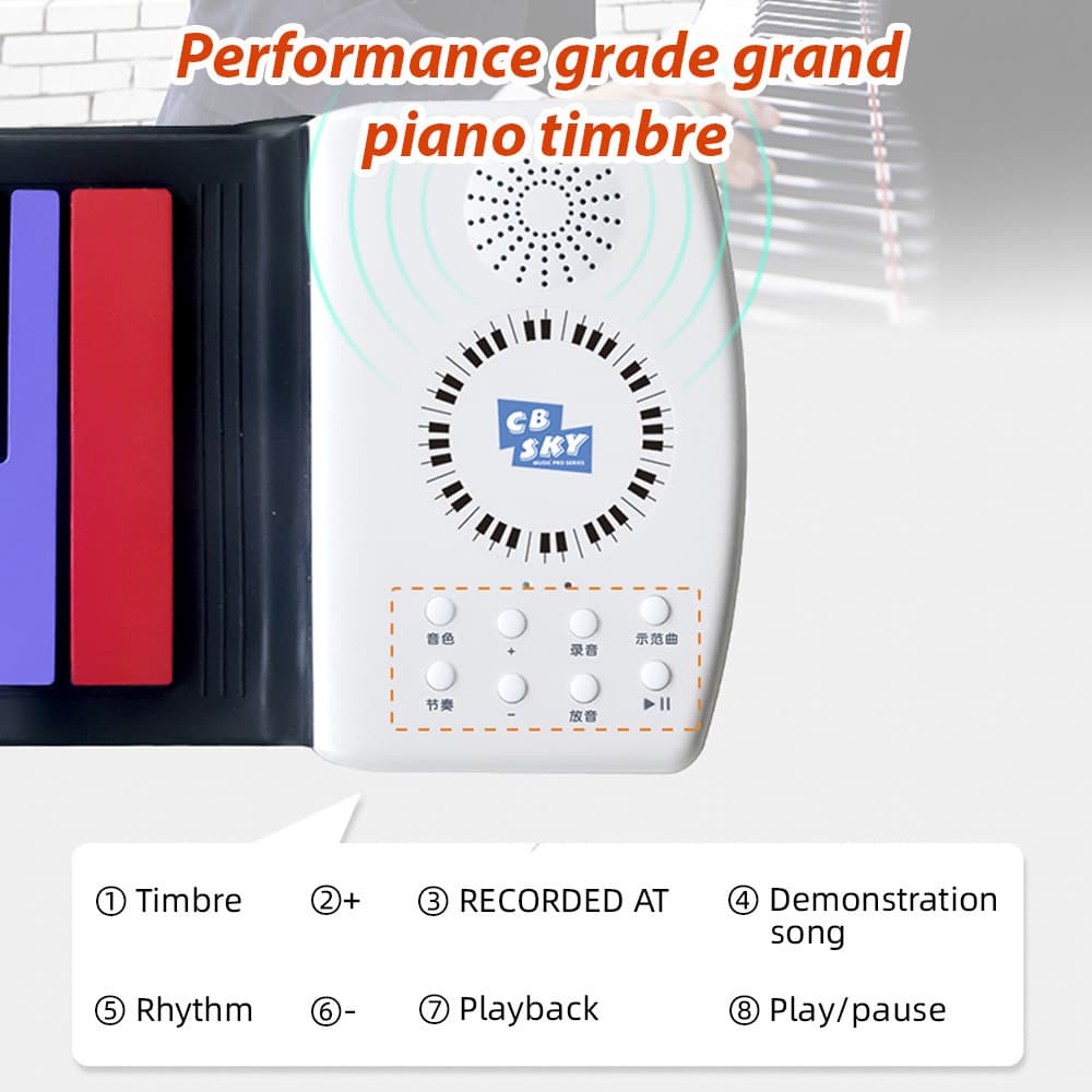 tolobr Teclado Roll Up De 49 Teclas Piano Digital Portátil E Dobrável Com Bateria Recarregável Presente Para Crianças/In