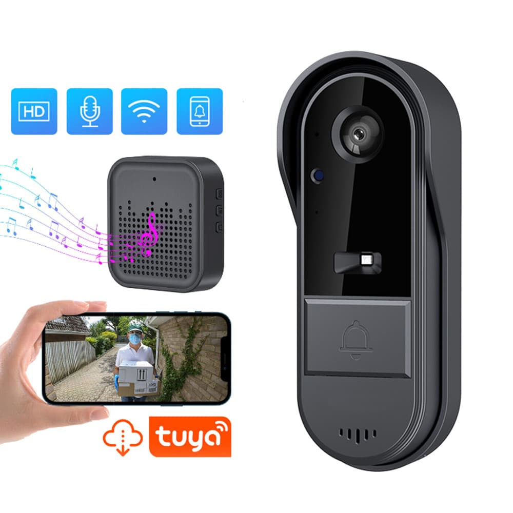 [Andoer.br] Câmera De Campainha De Vídeo Sem Fio Com Carrilhão Áudio Bidirecional Tuya APP Controle Night Vi