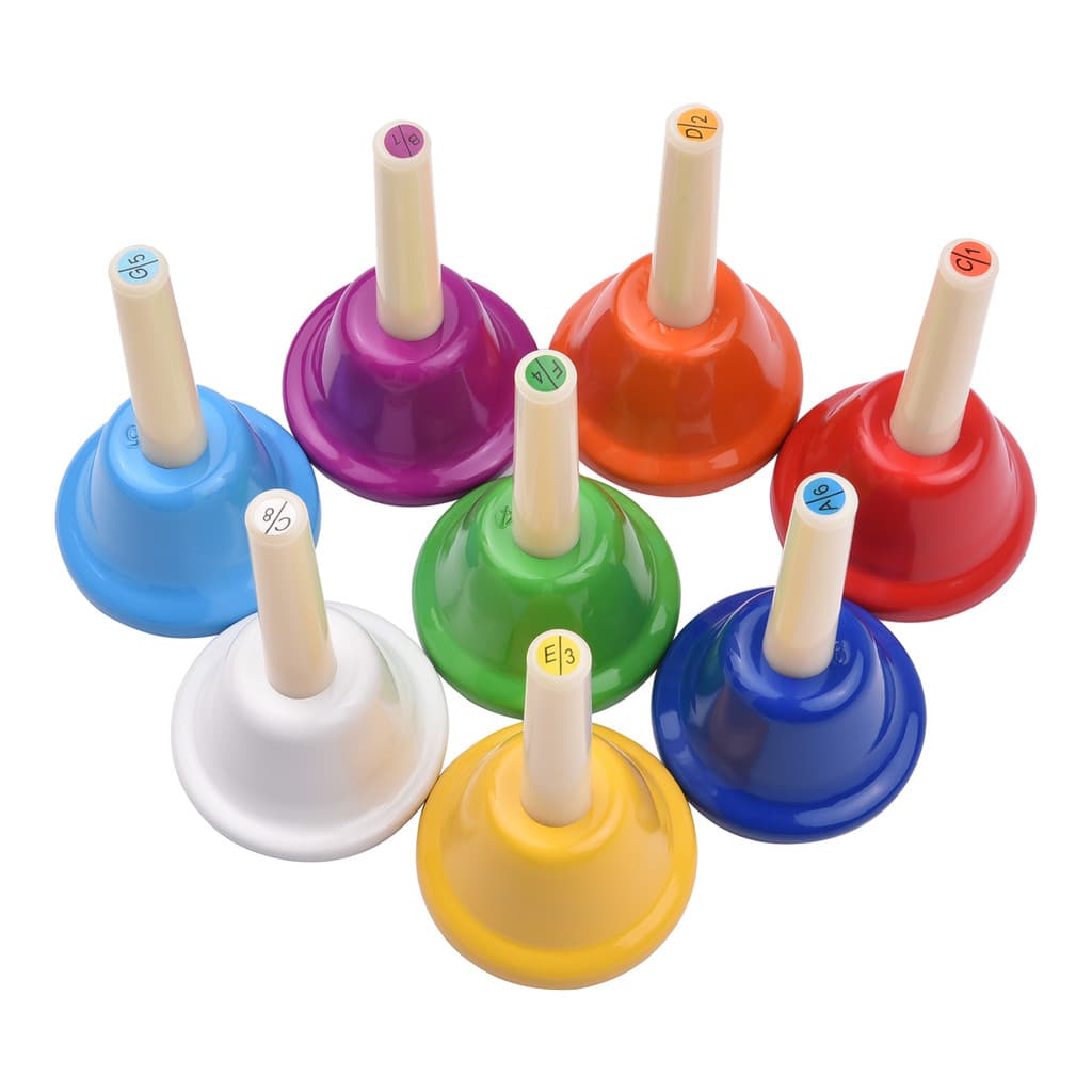sicibr 8 Peças Campainha Colorida 8 Notas Conjunto De Sinos De Mão De Metal Diatônico Brinquedo De Instrumento De Percus