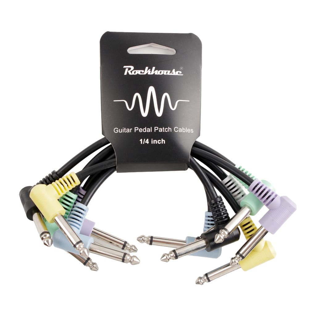 6 Pacote De Cabos De Remendo De Guitarra 18cm Cabo De Pedal De Efeitos Colorido TS 1/4 Polegada Ângulo Reto Núcleo De Co