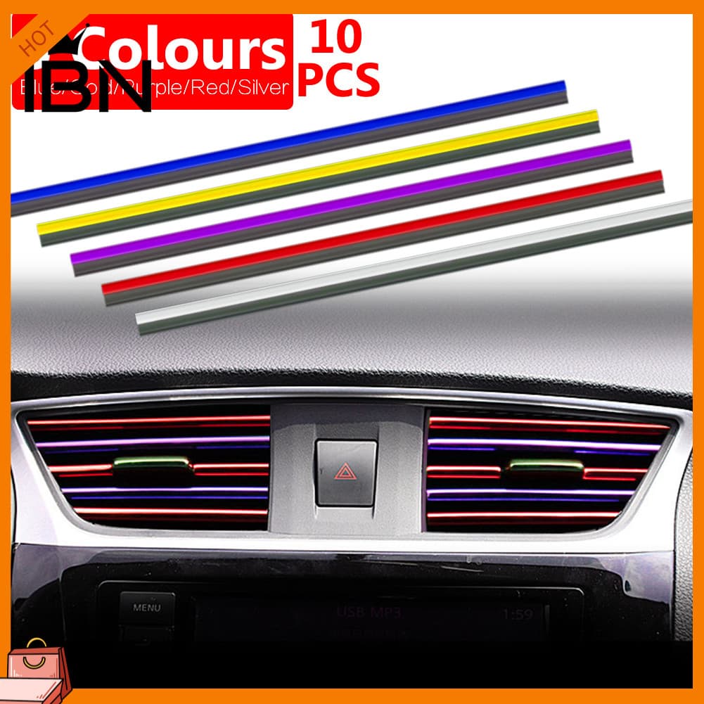 [IBN] 10 Unidades 20 Cm Em Forma De U Para Saída De Ar Condicionado De Carro Tiras De Acabamento De Moldagem Decorativa