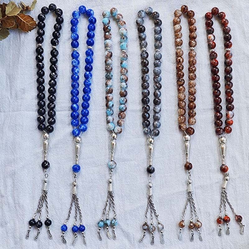Novo 10mm 33 Contas Tasbih Vidro Charme Pulseira Rosário Muçulmano Borla De Oração