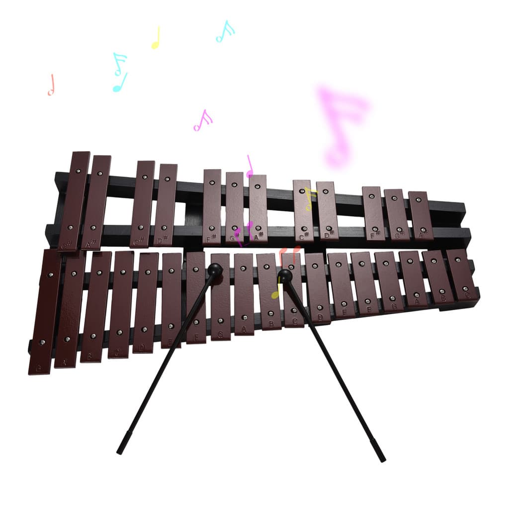 sicibr 30 Note Glockenspiel Xilofone Dobrável Moldura De Madeira 5mm De Espessura Barras De Alumínio Instrumento Musical