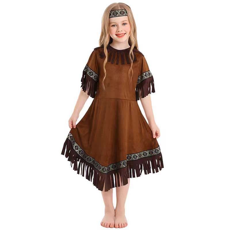 Carnaval Princesa Indiana Trajes De Halloween Para Menina Criança Pocahontas Cosplay Traje Purim Festa Fantasia Vestir-S