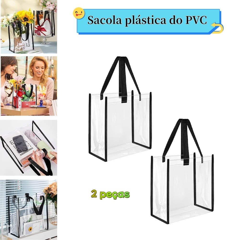 Saco transparente preto de 2 peças, 30 x 30 x 15 cm, adequado para ferramentas de armazenamento diário