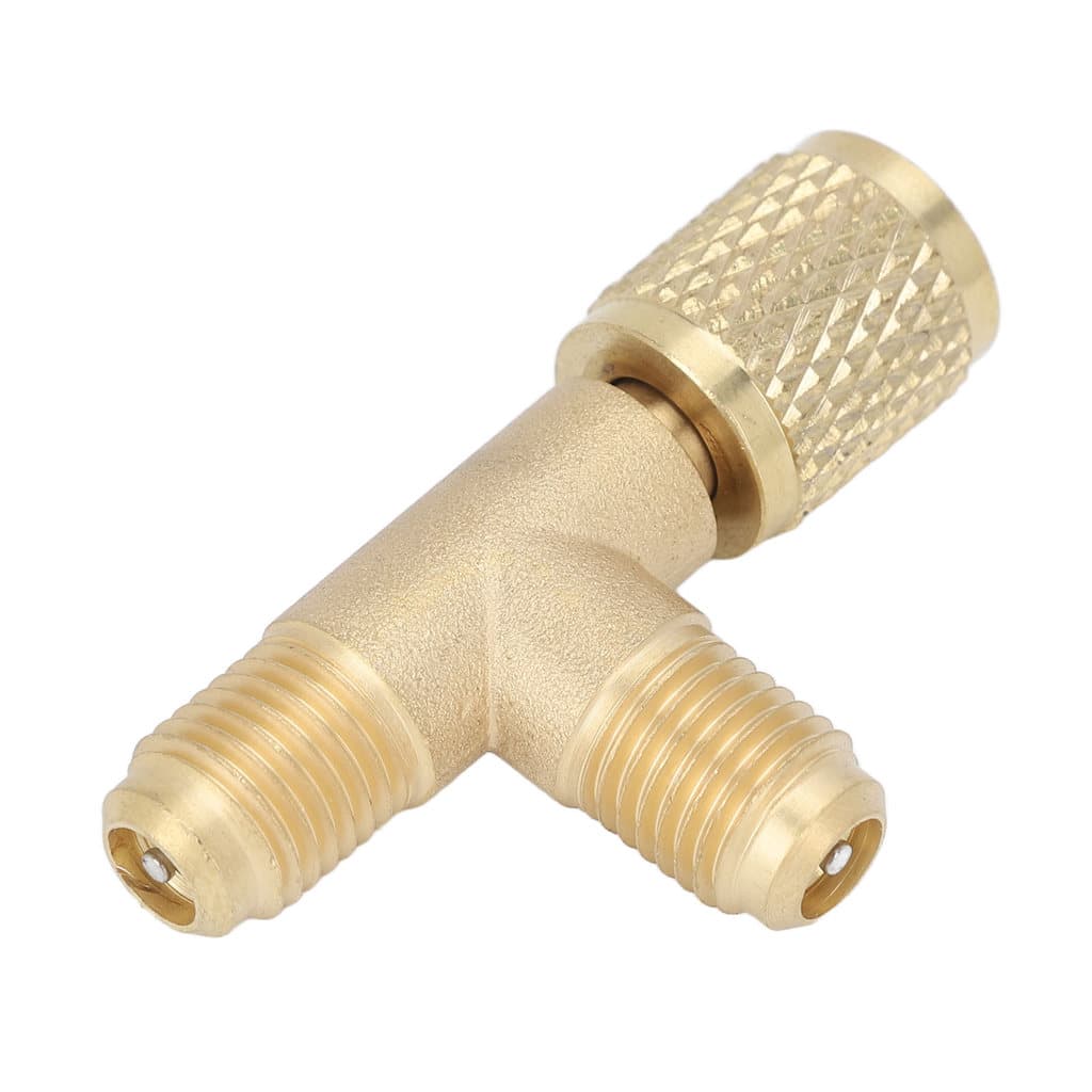 Adaptador T De Acoplador Rápido tombbr Com Núcleo De Válvula De Latão 1/4 Pol . SAE Estrutura Resistente Para R22 R12 R1