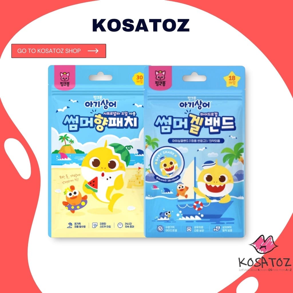 Remendo 30P Da Fragrância Do Verão Tubarão Bebê De Pinkfong/Repelente Mosquito Bug/Faixa Gel