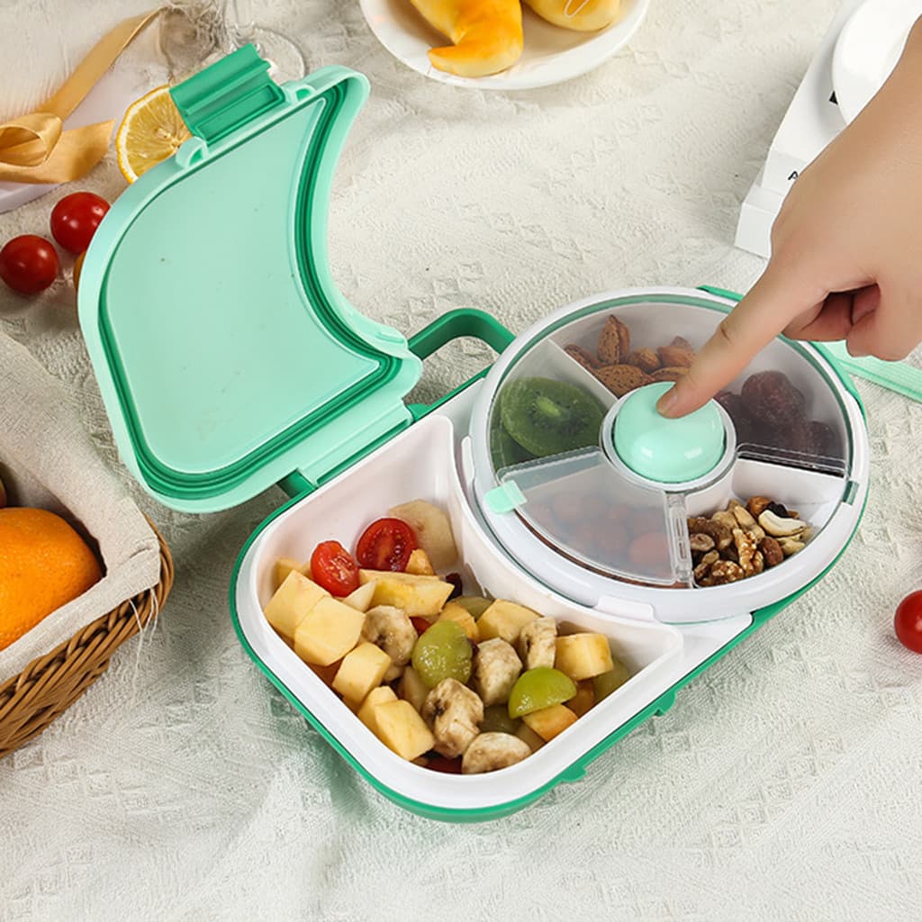 [SKI] Lancheira Infantil Rotativa , Organizador De Lanches , Caixa Bento De 5 Compartimentos Com Pequeno Lanche Giratóri