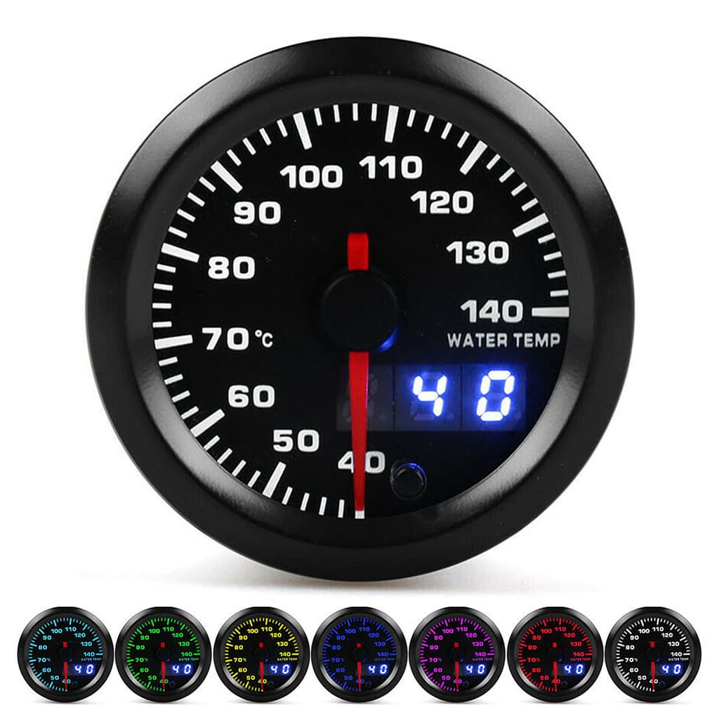 carworld.br Medidor De Temperatura Da Água De 2 Polegadas 40-140 ° C Ponteiro 7 Cores LED Display Universal Para Carros