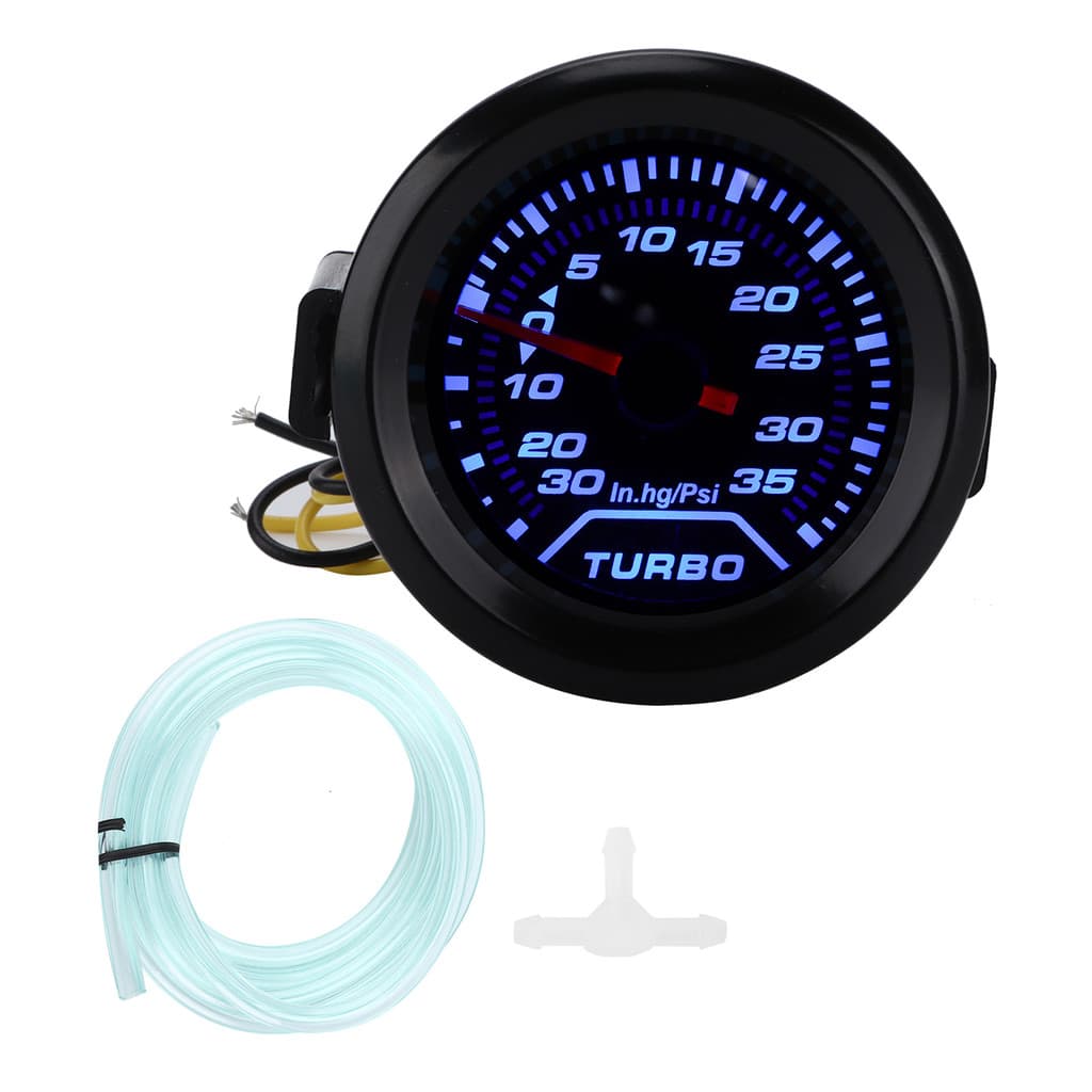 Telbr 12V Turbo Boost Manômetro 52mm/2in 35PSI Display Digital Azul Vermelho LED Modificação Universal
