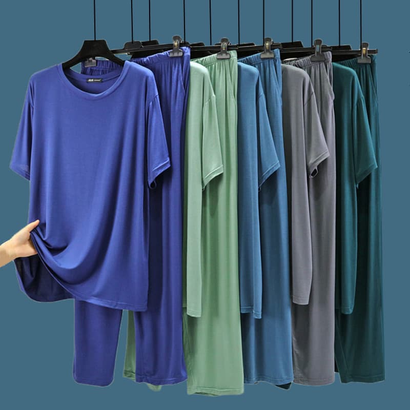 Masculino Modal de manga curta Loungewear solto terno verão estilo fino tamanho grande esportes casuais pode usar fora t