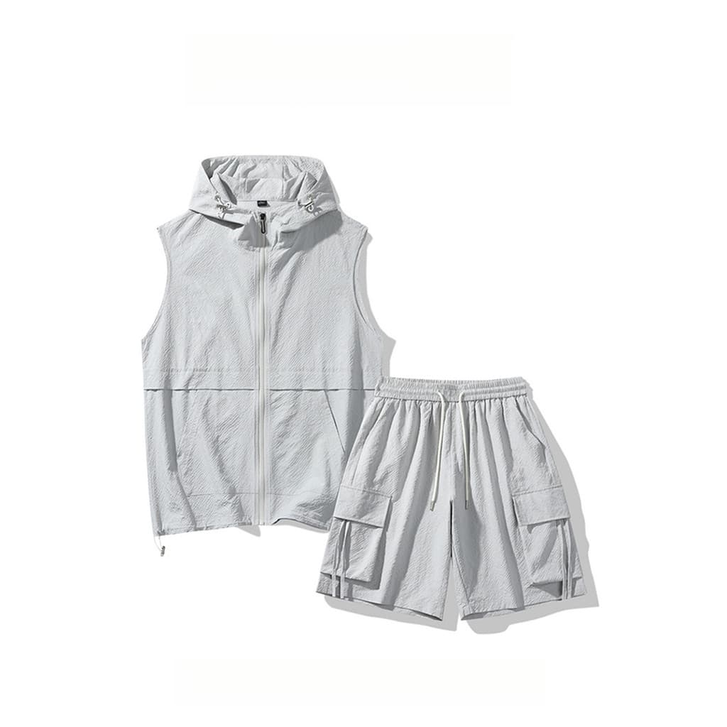 WASSUP PANDA Terno esportivo masculino verão novo estilo sem mangas colete cardigã colete Shorts terno de duas peças